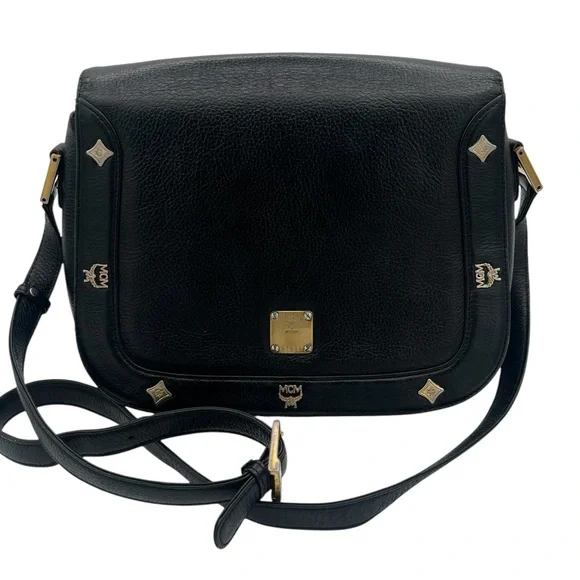 Preloved MCM Vintage Black Crossbody Bag w/ Adjustable Strap - Picture 3 of 15